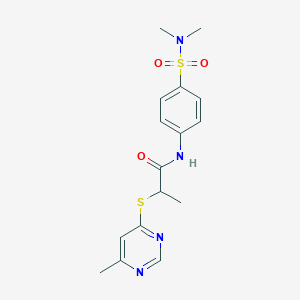 molecular formula C16H20N4O3S2 B5004808 N-[4-(dimethylsulfamoyl)phenyl]-2-(6-methylpyrimidin-4-yl)sulfanylpropanamide 