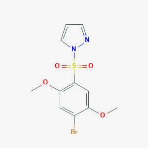 molecular formula C11H11BrN2O4S B500533 1-((4-bromo-2,5-dimethoxyphenyl)sulfonyl)-1H-pyrazole CAS No. 957498-32-7