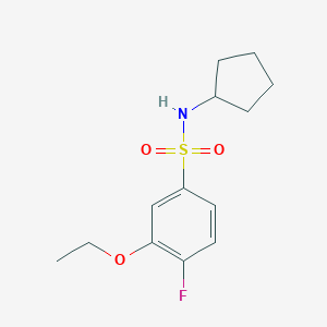 molecular formula C13H18FNO3S B500542 N-cyclopentyl-3-ethoxy-4-fluorobenzenesulfonamide CAS No. 942358-94-3