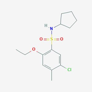 molecular formula C14H20ClNO3S B500544 5-chloro-N-cyclopentyl-2-ethoxy-4-methylbenzenesulfonamide CAS No. 942357-17-7