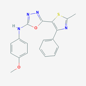 molecular formula C19H16N4O2S B500619 N-(4-methoxyphenyl)-N-[5-(2-methyl-4-phenyl-1,3-thiazol-5-yl)-1,3,4-oxadiazol-2-yl]amine 