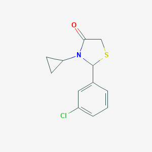 molecular formula C12H12ClNOS B500647 2-(3-Chlorophenyl)-3-cyclopropylthiazolidin-4-one CAS No. 942357-26-8