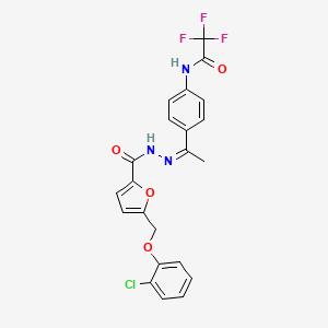 molecular formula C22H17ClF3N3O4 B5007162 N-[4-(N-{5-[(2-chlorophenoxy)methyl]-2-furoyl}ethanehydrazonoyl)phenyl]-2,2,2-trifluoroacetamide 