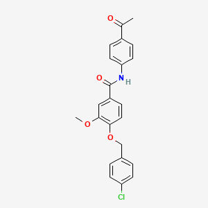 molecular formula C23H20ClNO4 B5007227 N-(4-acetylphenyl)-4-[(4-chlorobenzyl)oxy]-3-methoxybenzamide 
