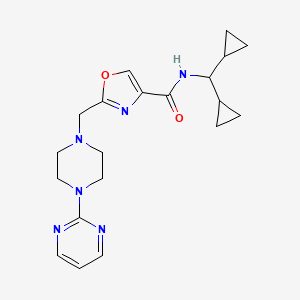 molecular formula C20H26N6O2 B5007300 N-(dicyclopropylmethyl)-2-{[4-(2-pyrimidinyl)-1-piperazinyl]methyl}-1,3-oxazole-4-carboxamide 