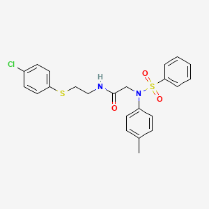molecular formula C23H23ClN2O3S2 B5007310 N~1~-{2-[(4-chlorophenyl)thio]ethyl}-N~2~-(4-methylphenyl)-N~2~-(phenylsulfonyl)glycinamide 