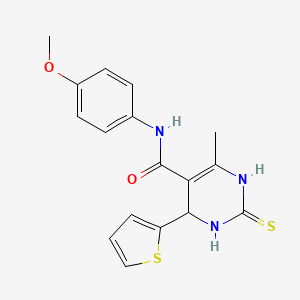molecular formula C17H17N3O2S2 B5007505 N-(4-methoxyphenyl)-6-methyl-2-sulfanylidene-4-thiophen-2-yl-3,4-dihydro-1H-pyrimidine-5-carboxamide 