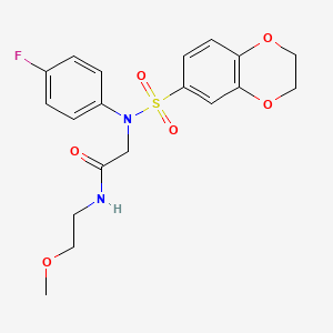 molecular formula C19H21FN2O6S B5007574 N~2~-(2,3-dihydro-1,4-benzodioxin-6-ylsulfonyl)-N~2~-(4-fluorophenyl)-N~1~-(2-methoxyethyl)glycinamide 
