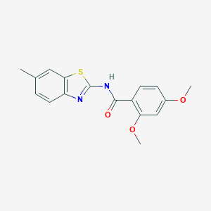 molecular formula C17H16N2O3S B500760 2,4-dimethoxy-N-(6-methyl-1,3-benzothiazol-2-yl)benzamide 