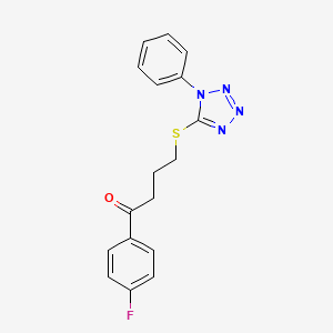molecular formula C17H15FN4OS B5007714 1-(4-FLUOROPHENYL)-4-[(1-PHENYL-1H-1,2,3,4-TETRAAZOL-5-YL)SULFANYL]-1-BUTANONE 