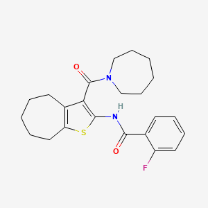 molecular formula C23H27FN2O2S B5007882 N-[3-(1-azepanylcarbonyl)-5,6,7,8-tetrahydro-4H-cyclohepta[b]thien-2-yl]-2-fluorobenzamide 