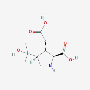 molecular formula C10H17NO5 B050080 (2S,3S,4S)-3-(carboxymethyl)-4-(2-hydroxypropan-2-yl)pyrrolidine-2-carboxylic acid CAS No. 125292-93-5