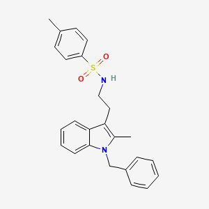 molecular formula C25H26N2O2S B5008130 N-[2-(1-BENZYL-2-METHYL-1H-INDOL-3-YL)ETHYL]-4-METHYLBENZENE-1-SULFONAMIDE 
