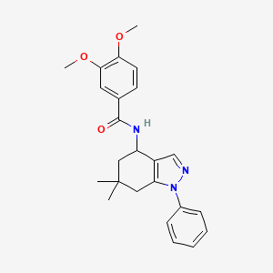 molecular formula C24H27N3O3 B5008239 N-(6,6-dimethyl-1-phenyl-4,5,6,7-tetrahydro-1H-indazol-4-yl)-3,4-dimethoxybenzamide 