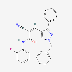 molecular formula C26H19FN4O B5008301 3-(1-benzyl-3-phenyl-1H-pyrazol-4-yl)-2-cyano-N-(2-fluorophenyl)acrylamide 