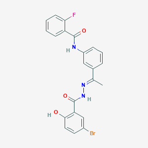 molecular formula C22H17BrFN3O3 B5008405 N-{3-[N-(5-bromo-2-hydroxybenzoyl)ethanehydrazonoyl]phenyl}-2-fluorobenzamide 