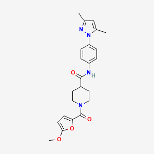 molecular formula C23H26N4O4 B5008541 N-[4-(3,5-dimethyl-1H-pyrazol-1-yl)phenyl]-1-(5-methoxy-2-furoyl)-4-piperidinecarboxamide 