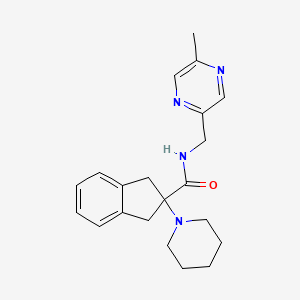 molecular formula C21H26N4O B5008893 N-[(5-methyl-2-pyrazinyl)methyl]-2-(1-piperidinyl)-2-indanecarboxamide 