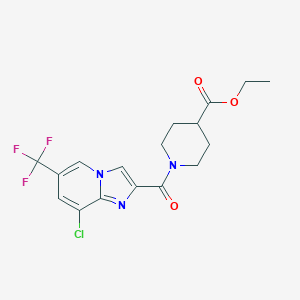 molecular formula C17H17ClF3N3O3 B500892 Ethyl 1-{[8-chloro-6-(trifluoromethyl)imidazo[1,2-a]pyridin-2-yl]carbonyl}-4-piperidinecarboxylate 
