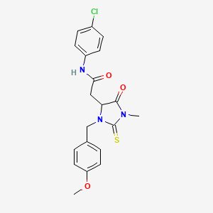 molecular formula C20H20ClN3O3S B5008922 N-(4-chlorophenyl)-2-[3-(4-methoxybenzyl)-1-methyl-5-oxo-2-thioxoimidazolidin-4-yl]acetamide 