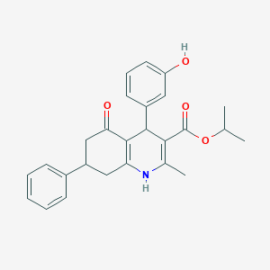 molecular formula C26H27NO4 B5008955 Propan-2-yl 4-(3-hydroxyphenyl)-2-methyl-5-oxo-7-phenyl-1,4,5,6,7,8-hexahydroquinoline-3-carboxylate 