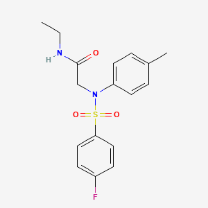 molecular formula C17H19FN2O3S B5008999 N~1~-ethyl-N~2~-[(4-fluorophenyl)sulfonyl]-N~2~-(4-methylphenyl)glycinamide 