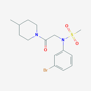 molecular formula C15H21BrN2O3S B5009034 N-(3-bromophenyl)-N-[2-(4-methyl-1-piperidinyl)-2-oxoethyl]methanesulfonamide 