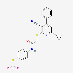 molecular formula C24H19F2N3OS2 B5009085 2-[(3-cyano-6-cyclopropyl-4-phenylpyridin-2-yl)sulfanyl]-N-{4-[(difluoromethyl)sulfanyl]phenyl}acetamide 