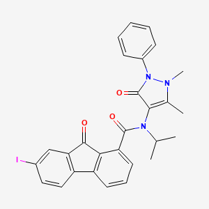 molecular formula C28H24IN3O3 B5009101 N-(1,5-dimethyl-3-oxo-2-phenyl-2,3-dihydro-1H-pyrazol-4-yl)-7-iodo-N-isopropyl-9-oxo-9H-fluorene-1-carboxamide 