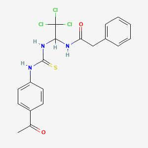 molecular formula C19H18Cl3N3O2S B5009114 N-(1-(((4-ACETYLANILINO)CARBOTHIOYL)AMINO)-2,2,2-TRI-CL-ETHYL)-2-PHENYLACETAMIDE CAS No. 303062-46-6