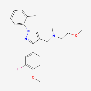 molecular formula C22H26FN3O2 B5009333 N-[[3-(3-fluoro-4-methoxyphenyl)-1-(2-methylphenyl)pyrazol-4-yl]methyl]-2-methoxy-N-methylethanamine 