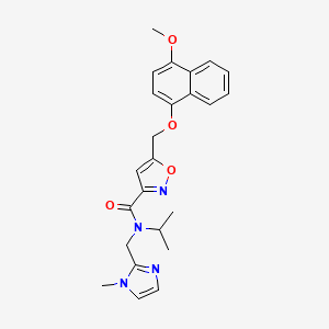 molecular formula C24H26N4O4 B5009377 N-isopropyl-5-{[(4-methoxy-1-naphthyl)oxy]methyl}-N-[(1-methyl-1H-imidazol-2-yl)methyl]-3-isoxazolecarboxamide 