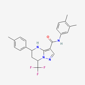 molecular formula C23H23F3N4O B5009409 N-(3,4-dimethylphenyl)-5-(4-methylphenyl)-7-(trifluoromethyl)-4,5,6,7-tetrahydropyrazolo[1,5-a]pyrimidine-3-carboxamide 