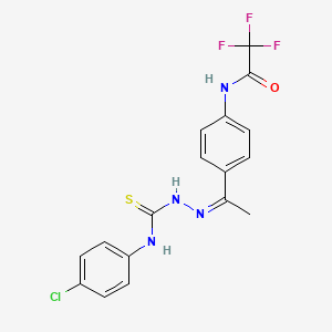 molecular formula C17H14ClF3N4OS B5009543 N-[4-(N-{[(4-chlorophenyl)amino]carbonothioyl}ethanehydrazonoyl)phenyl]-2,2,2-trifluoroacetamide 