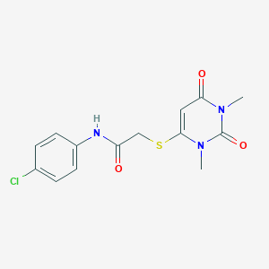 N-(4-chlorophenyl)-2-[(1,3-dimethyl-2,6-dioxo-1,2,3,6-tetrahydro-4-pyrimidinyl)sulfanyl]acetamide