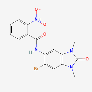 molecular formula C16H13BrN4O4 B5009631 N-(6-bromo-1,3-dimethyl-2-oxo-2,3-dihydro-1H-benzimidazol-5-yl)-2-nitrobenzamide 