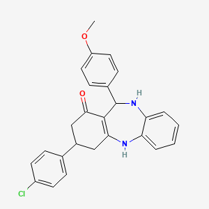molecular formula C26H23ClN2O2 B5009687 3-(4-chlorophenyl)-11-(4-methoxyphenyl)-2,3,4,5,10,11-hexahydro-1H-dibenzo[b,e][1,4]diazepin-1-one 