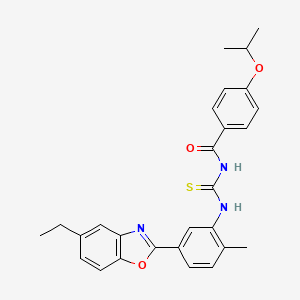 molecular formula C27H27N3O3S B5009707 N-{[5-(5-ethyl-1,3-benzoxazol-2-yl)-2-methylphenyl]carbamothioyl}-4-(propan-2-yloxy)benzamide 
