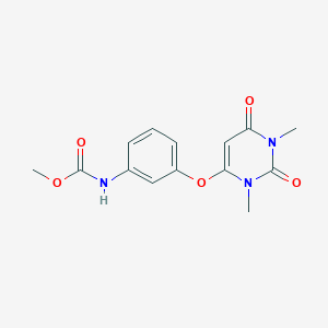 molecular formula C14H15N3O5 B500978 Methyl 3-[(1,3-dimethyl-2,6-dioxo-1,2,3,6-tetrahydro-4-pyrimidinyl)oxy]phenylcarbamate 
