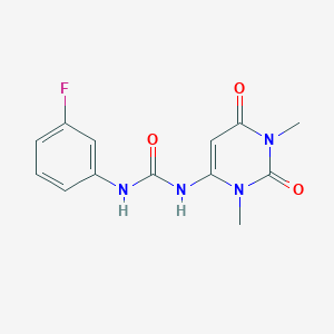 molecular formula C13H13FN4O3 B500981 N-(1,3-dimethyl-2,6-dioxo-1,2,3,6-tetrahydro-4-pyrimidinyl)-N'-(3-fluorophenyl)urea 