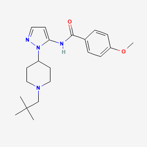 molecular formula C21H30N4O2 B5009848 N-{1-[1-(2,2-dimethylpropyl)-4-piperidinyl]-1H-pyrazol-5-yl}-4-methoxybenzamide 
