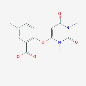molecular formula C15H16N2O5 B500987 Methyl 2-[(1,3-dimethyl-2,6-dioxo-1,2,3,6-tetrahydro-4-pyrimidinyl)oxy]-5-methylbenzoate 