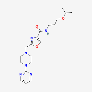 molecular formula C19H28N6O3 B5009992 N-(3-isopropoxypropyl)-2-{[4-(2-pyrimidinyl)-1-piperazinyl]methyl}-1,3-oxazole-4-carboxamide 