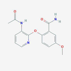 molecular formula C15H15N3O4 B501007 2-{[3-(Acetylamino)-2-pyridinyl]oxy}-5-methoxybenzamide 