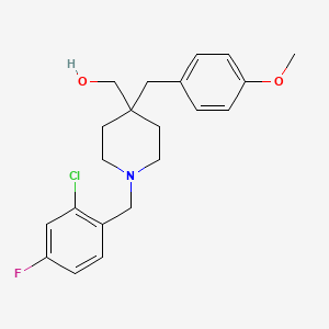 molecular formula C21H25ClFNO2 B5010148 [1-[(2-Chloro-4-fluorophenyl)methyl]-4-[(4-methoxyphenyl)methyl]piperidin-4-yl]methanol 
