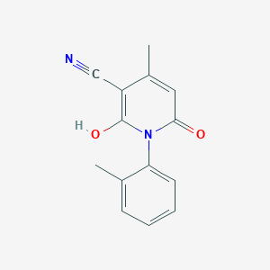 molecular formula C14H12N2O2 B501017 6-Hydroxy-4-methyl-1-(2-methylphenyl)-2-oxo-1,2-dihydro-3-pyridinecarbonitrile 
