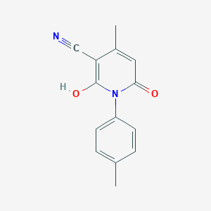molecular formula C14H12N2O2 B501018 6-Hydroxy-4-methyl-1-(4-methylphenyl)-2-oxo-1,2-dihydro-3-pyridinecarbonitrile 