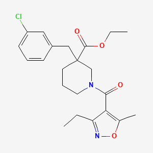 molecular formula C22H27ClN2O4 B5010196 ethyl 3-(3-chlorobenzyl)-1-[(3-ethyl-5-methyl-4-isoxazolyl)carbonyl]-3-piperidinecarboxylate 