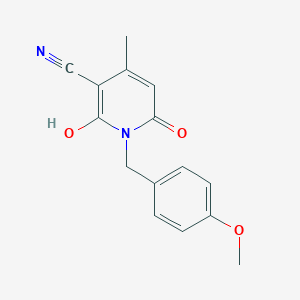 molecular formula C15H14N2O3 B501020 6-Hydroxy-1-(4-methoxybenzyl)-4-methyl-2-oxo-1,2-dihydro-3-pyridinecarbonitrile 