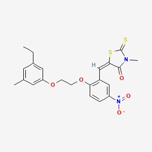 molecular formula C22H22N2O5S2 B5010254 (5E)-5-({2-[2-(3-Ethyl-5-methylphenoxy)ethoxy]-5-nitrophenyl}methylidene)-3-methyl-2-sulfanylidene-1,3-thiazolidin-4-one 